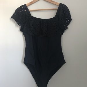 Black one piece bathing suit